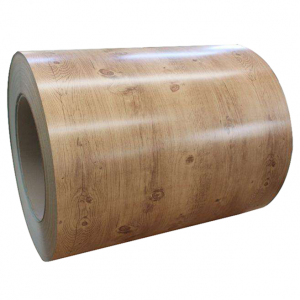 Wood grain coated steel plate
